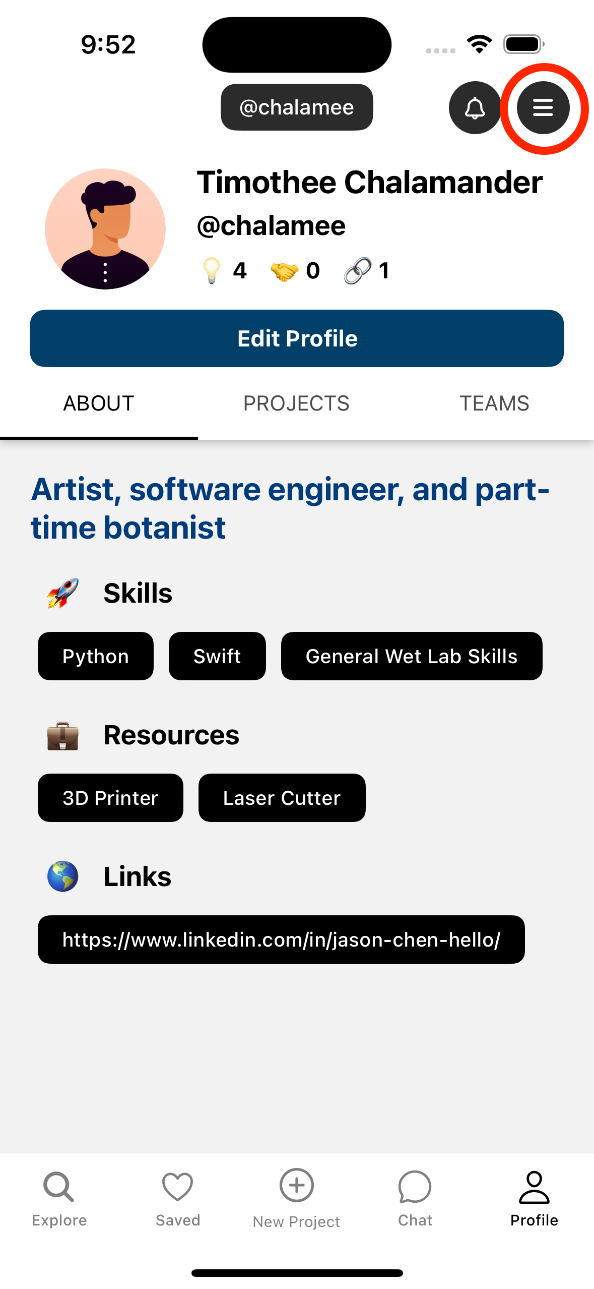 Menu button