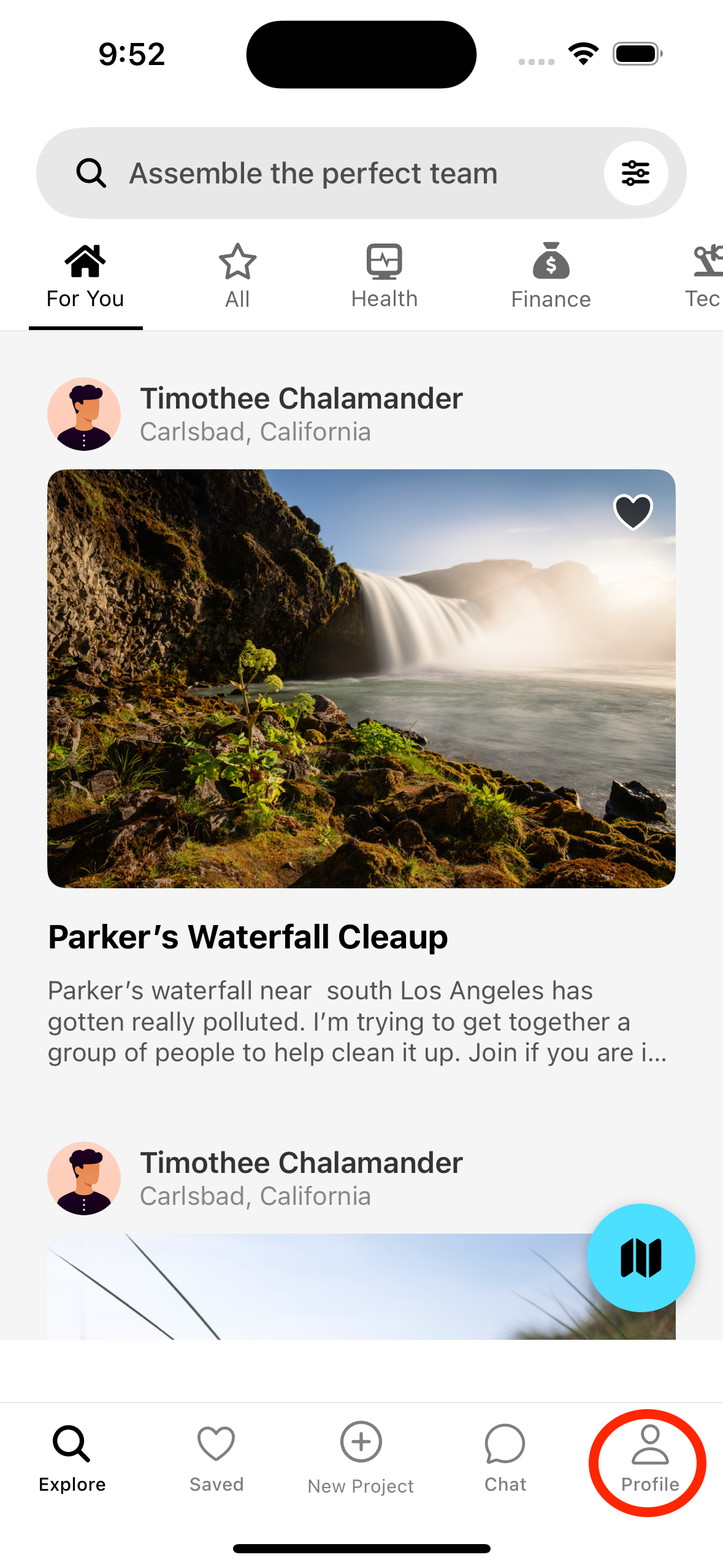 Profile tab